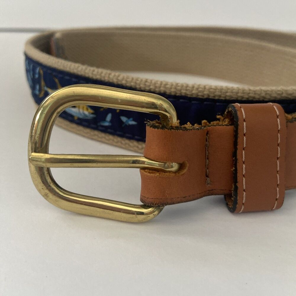 Zep-Pro 44 Mens Belt Saltwater Fish Tuna Chasing Bait FishSolid Brass Buckle USA